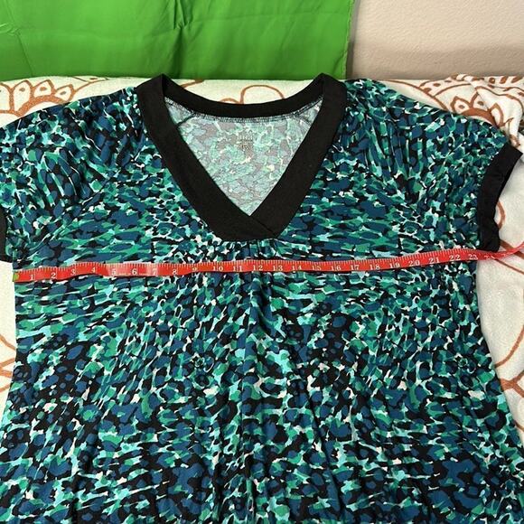 Woman’s ANA BLUE GREEN BLOUSE Size 1X - Picture 4 of 9